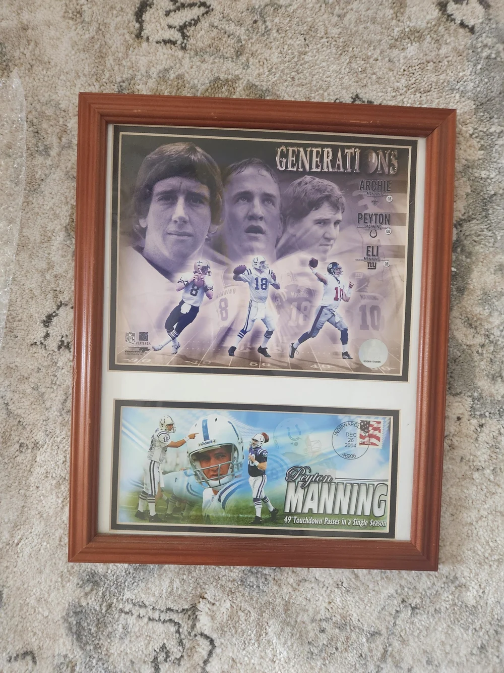 Peyton Manning Generations Framed Wall Art - Brown Frame